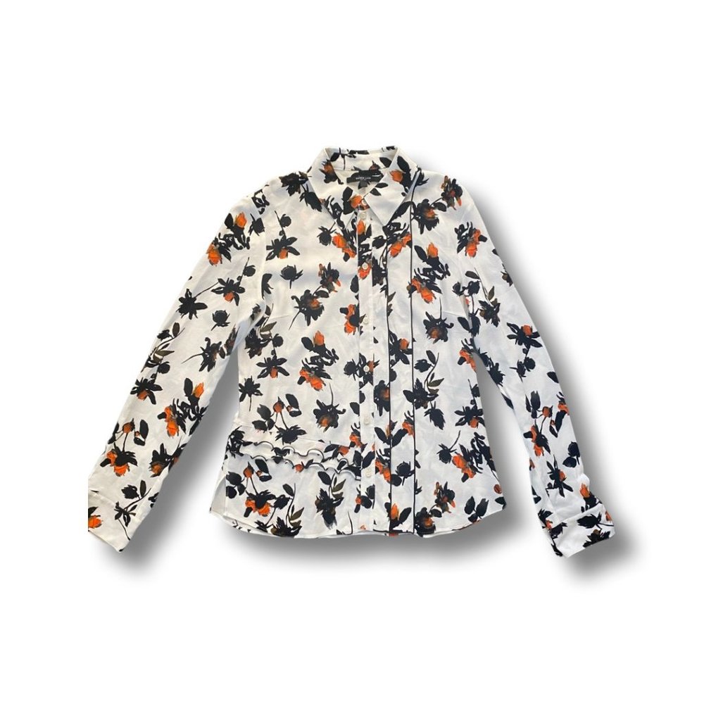 NWOT Derek Lam 10 Crosby Floating Floral Ruffled Button-up Blouse